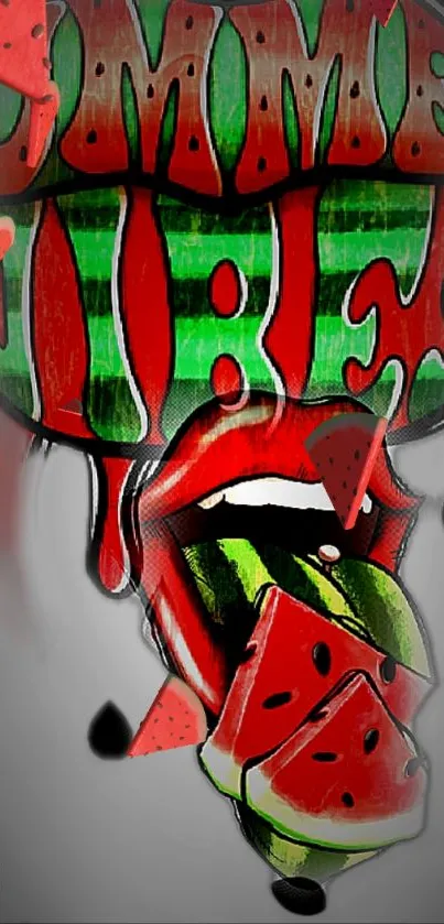 Artistic watermelon design with vibrant colors and summer vibe.