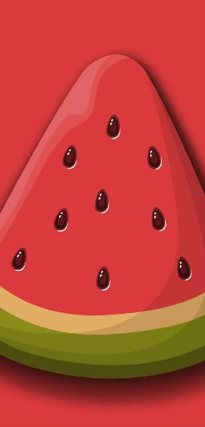 Vibrant digital watermelon artwork on red background.