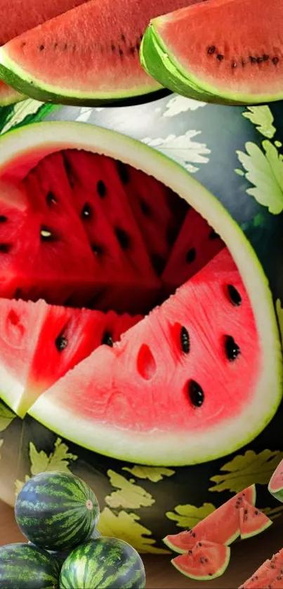 Colorful watermelon theme mobile wallpaper.
