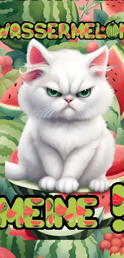 Watermelon-themed wallpaper with vibrant colors and fruit design.