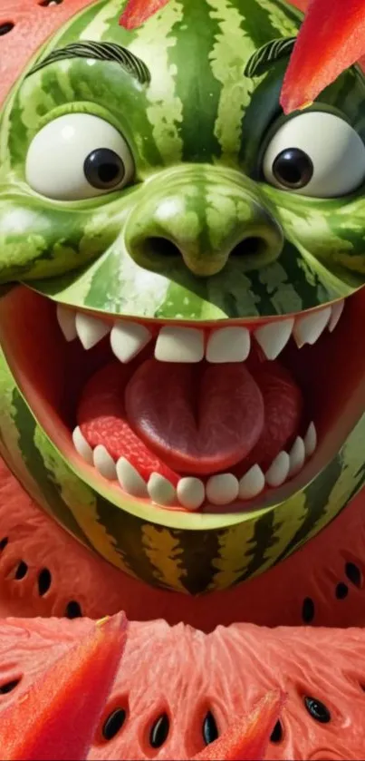 A vibrant, smiling watermelon cartoon character with a joyful expression