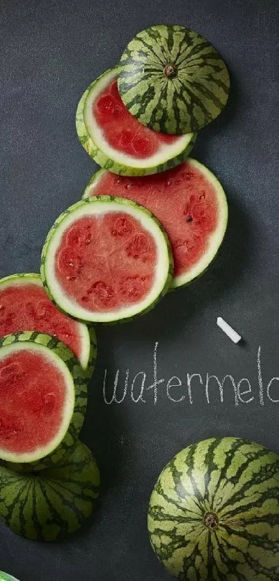 Watermelon slices on a dark background, perfect for a vibrant phone wallpaper.