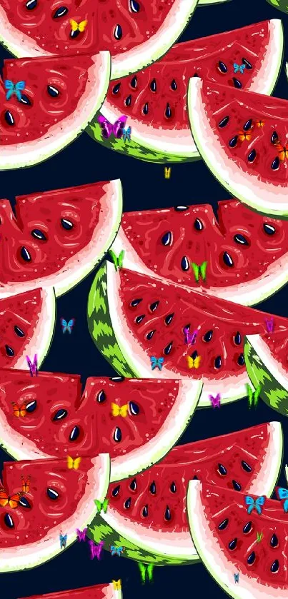 Vibrant watermelon slice pattern wallpaper for mobile.