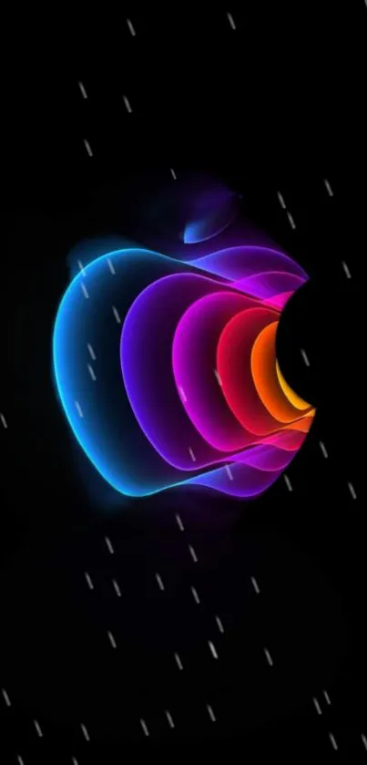 Glowing neon wave wallpaper on black background.