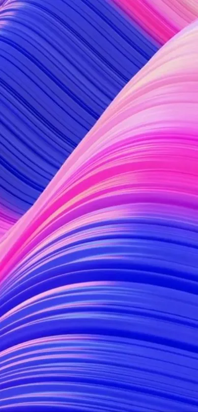 Vibrant blue and pink wave pattern mobile wallpaper.