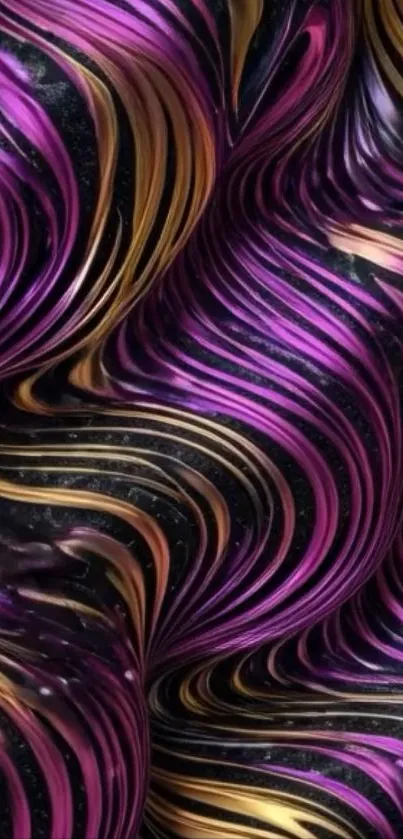 Abstract purple and gold swirl wallpaper.