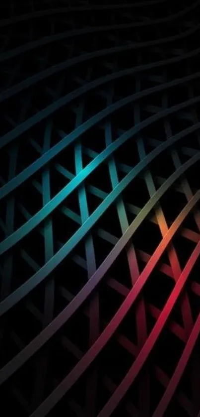 Vibrant wavy grid wallpaper with colorful highlights.