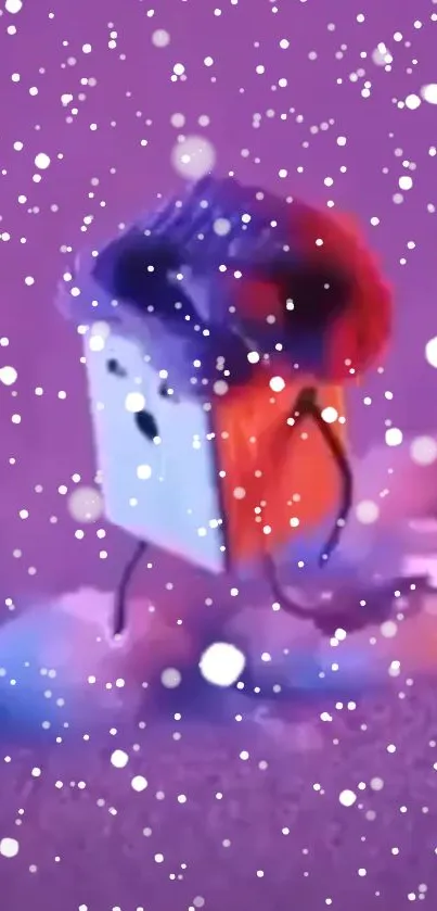 Vibrant purple phone wallpaper with snowflakes.