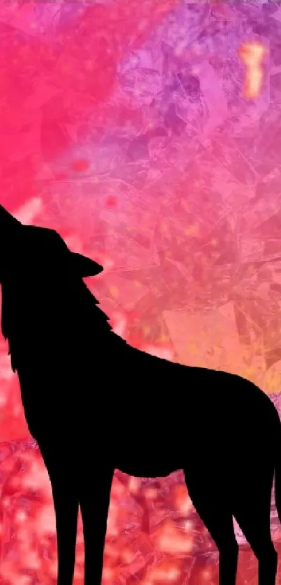 Abstract mobile wallpaper of wolf silhouette with vibrant green crystals.