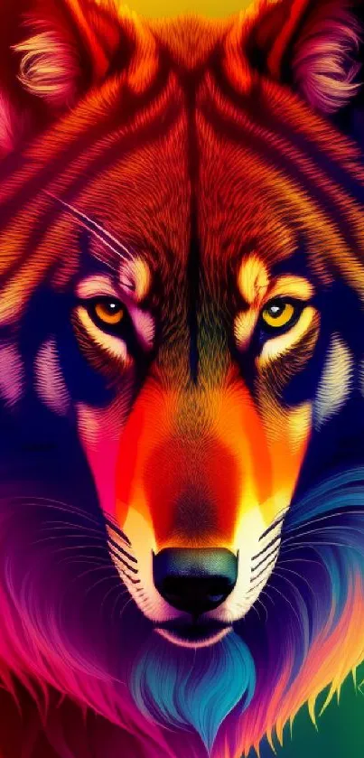 Vibrant digital illustration of a wolf showcasing rich, saturated colors.