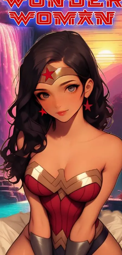 Vibrant Wonder Woman wallpaper with bold, crimson colors and stunning design.