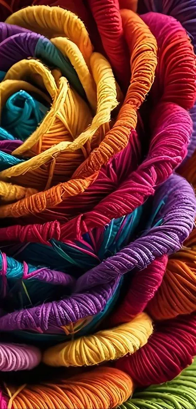 Vibrant woven rose in colorful hues