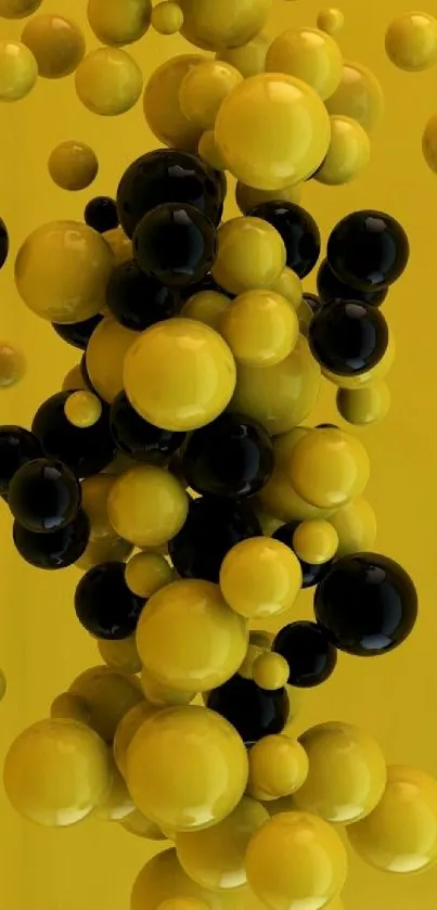 Yellow and black spheres on a vibrant background.