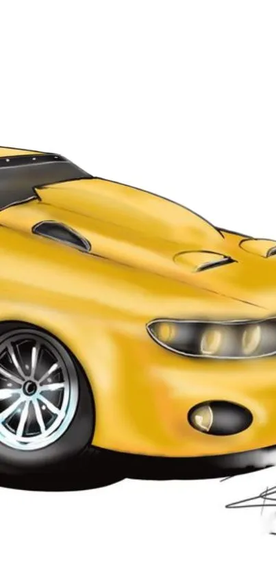 Illustration of a sleek yellow sports car with a stylish design.