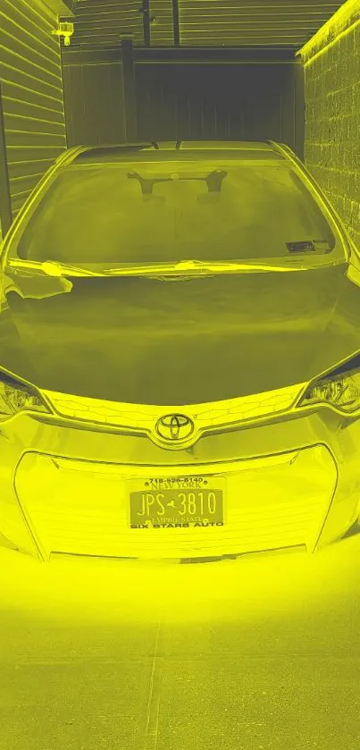 Yellow-tinted car wallpaper featuring a sleek automobile designed for mobile screens.