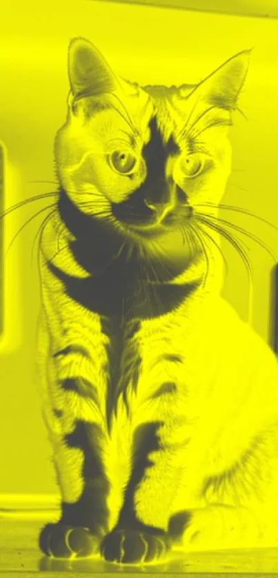 Yellow cat artwork with speakers background.