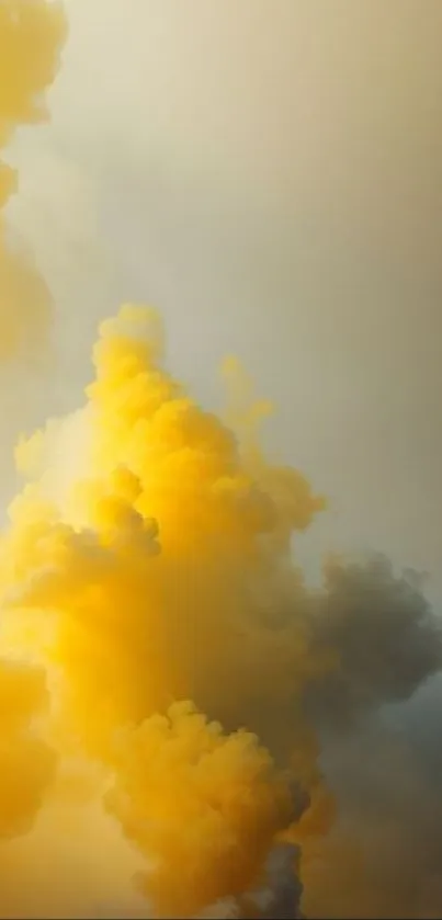 Vibrant yellow and gray cloud formation in the sky.