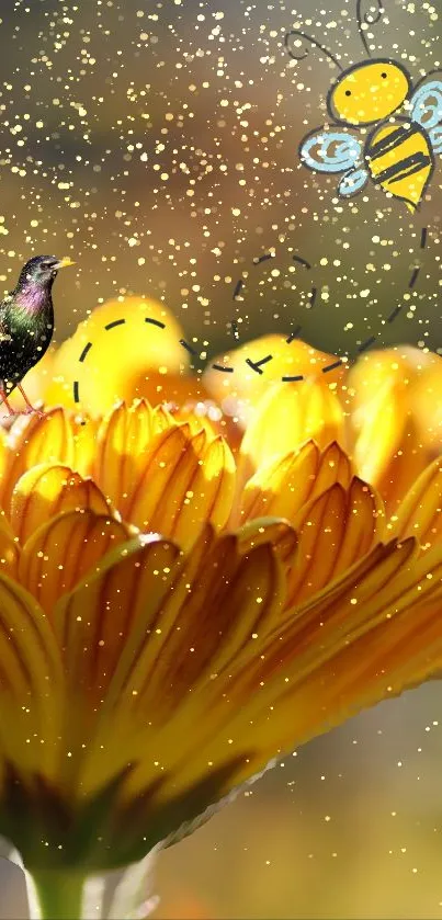 Close-up of a vibrant yellow flower in sunlight.