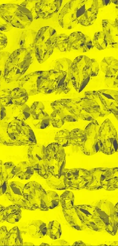 Vibrant yellow gem-patterned wallpaper design for mobile.