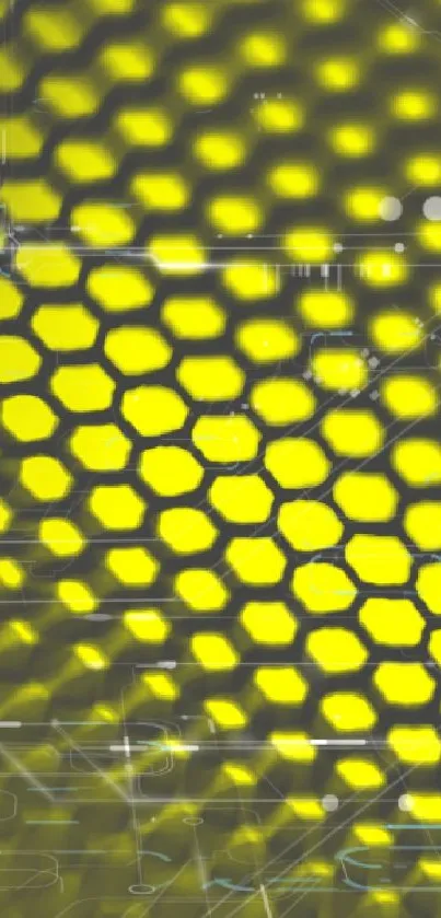 Yellow honeycomb pattern mobile wallpaper with geometric design.