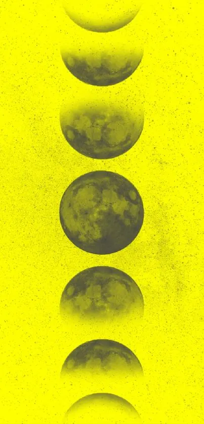 Vibrant yellow wallpaper featuring moon phases.