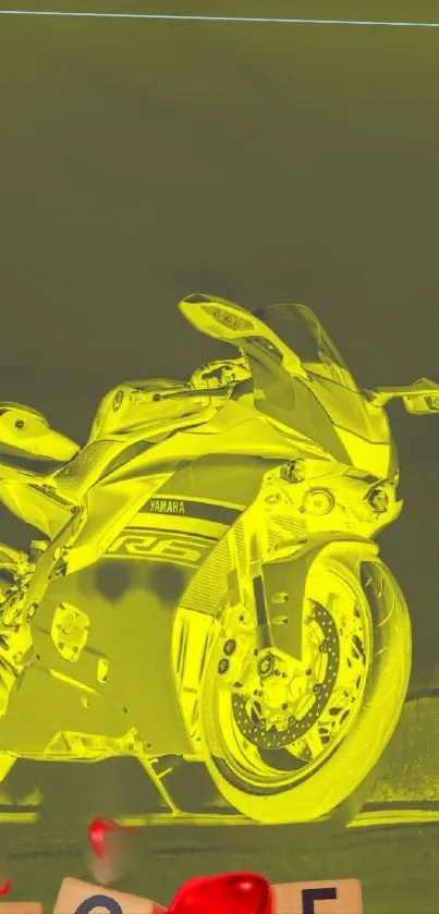 Yellow motorcycle in dynamic design with vibrant background.