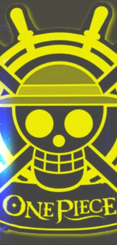 Yellow skull emblem with crossbones and hat design.