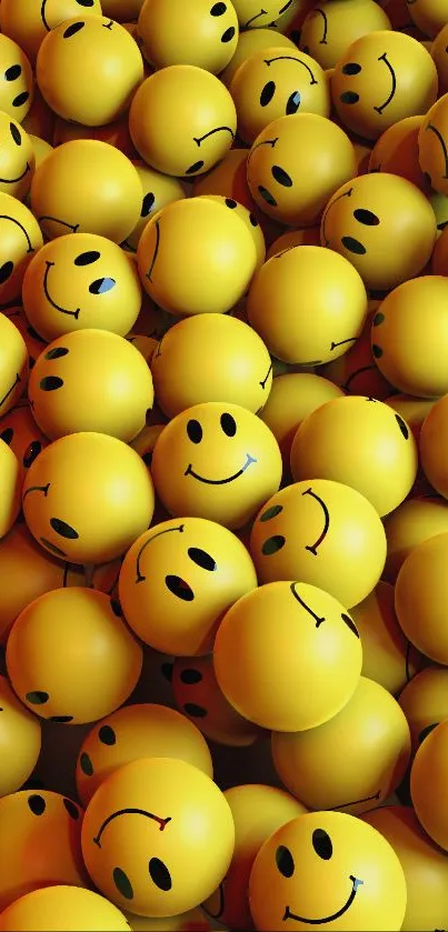 A lively wallpaper featuring yellow smiley faces to uplift your mood.