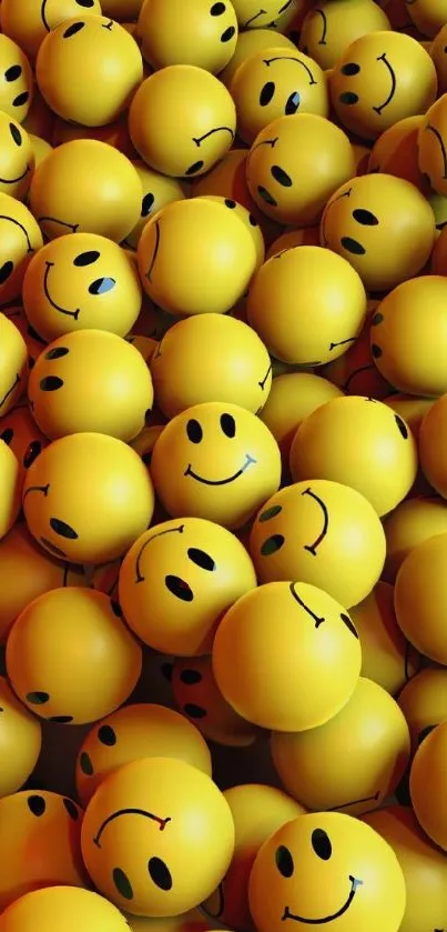 Vibrant yellow smiley faces creating a joyful and cheerful mobile wallpaper.