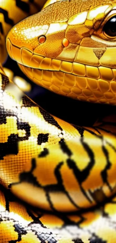 Vibrant yellow snake with detailed scales coiled elegantly.