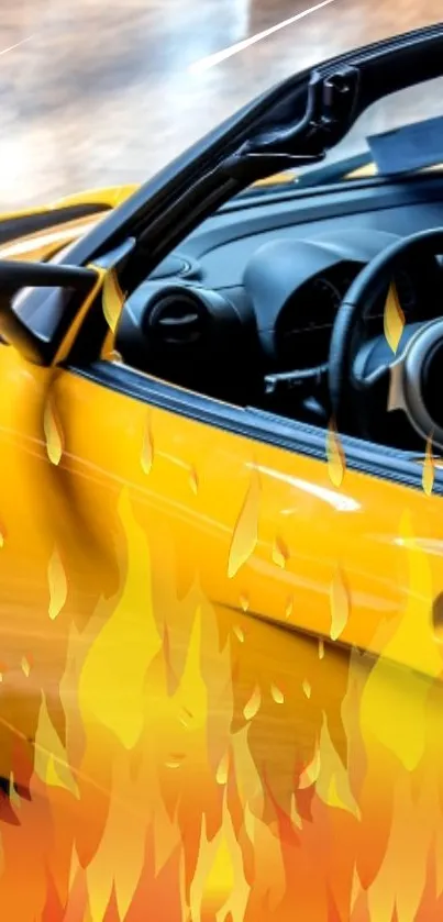 Yellow sports car with sleek design in vibrant setting.