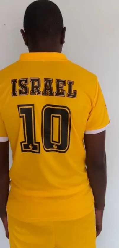 Rear view of a yellow sports jersey with number 10.