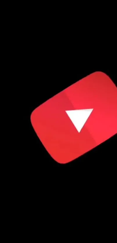 Vibrant YouTube logo on black mobile wallpaper.