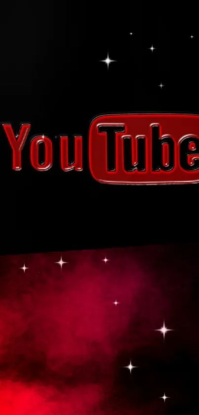 YouTube logo on a vibrant red and black wallpaper design.