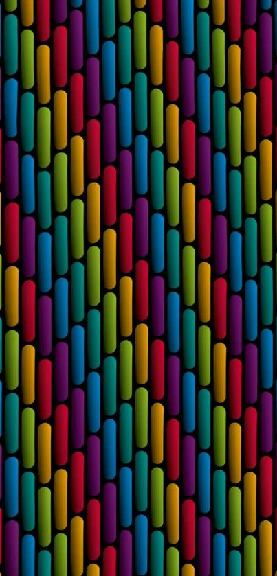 Colorful zigzag pattern wallpaper with vibrant hues on a black background.