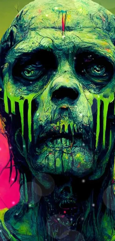 Vibrant zombie artwork with neon colors.