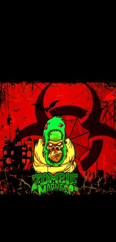 Zombie madness mobile wallpaper with vibrant red.