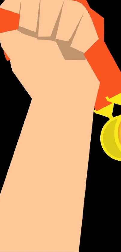 A hand holding a crying emoji medal in colorful art style.