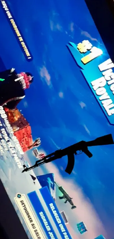 Epic Fortnite Victory Royale wallpaper with vibrant sky.