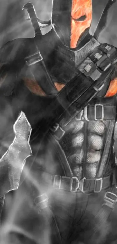 Masked vigilante warrior in smoky background wallpaper.