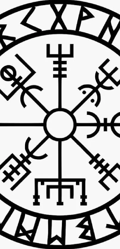 Viking runes symbol in black on a white background for wallpaper.