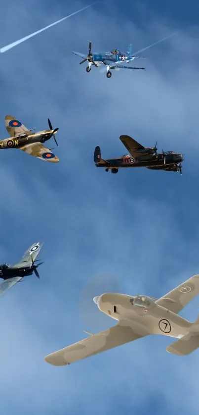 Vintage aircraft against a clear blue sky.