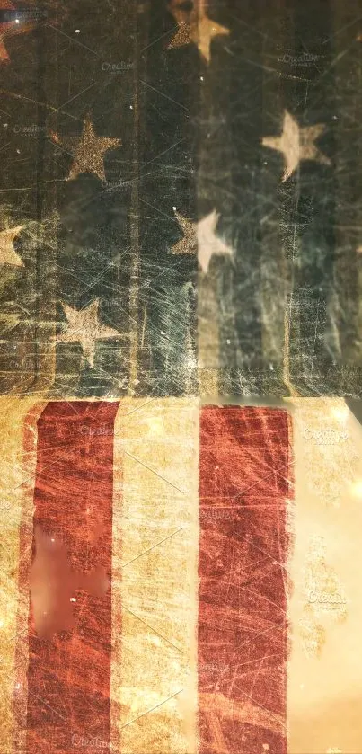 Vintage American flag with stars and stripes, perfect for mobile wallpaper.