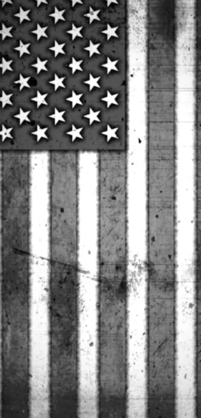 Vintage black and white American flag art wallpaper.