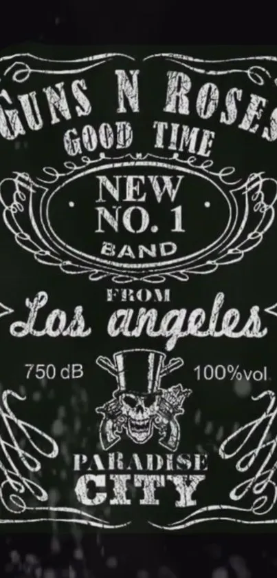 Vintage black and white band-inspired wallpaper with text graphics.