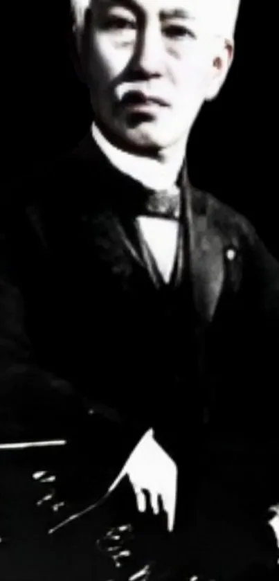 Black and white vintage portrait of a person.