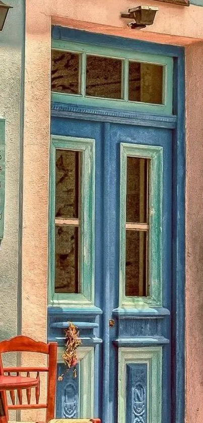 Vintage Blue Door Background - free download