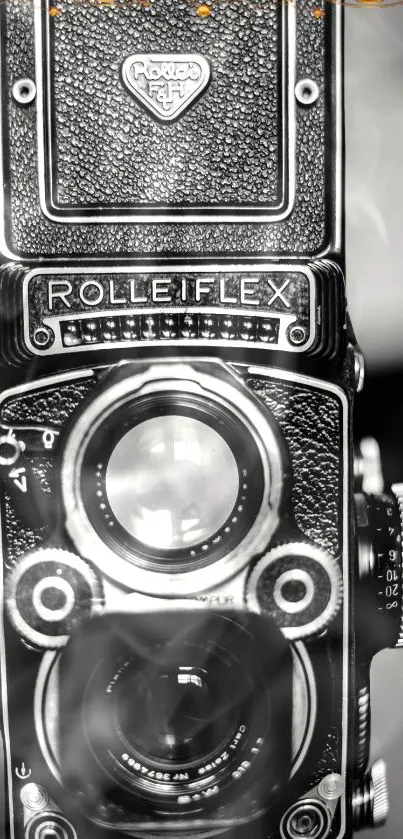 Black and white vintage Rolleiflex camera wallpaper.