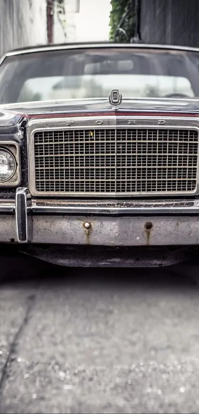 Front view of a vintage car showcasing classic design in a stylish wallpaper.