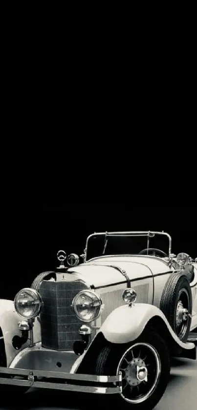 Vintage car on black background mobile wallpaper.